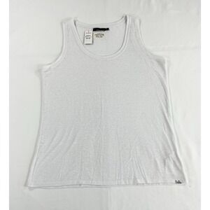 New prAna Cozy Up Hemp Sleeveless Tank Top Scoop Neck Semi Sheer White Women's M